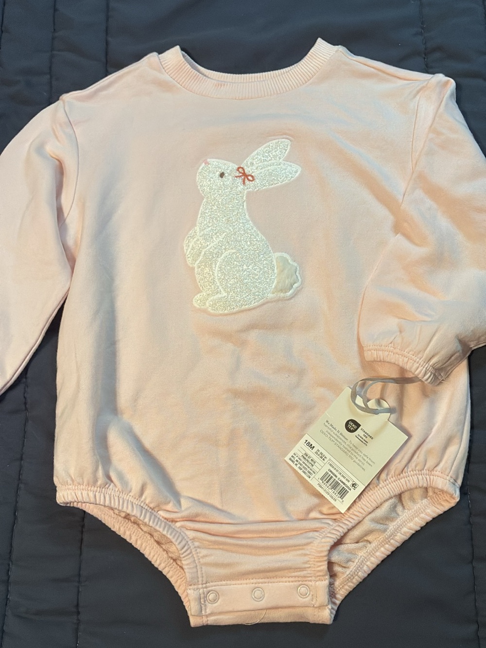 Pink Bunny Graphic One-Piece Bodysuit for Kids